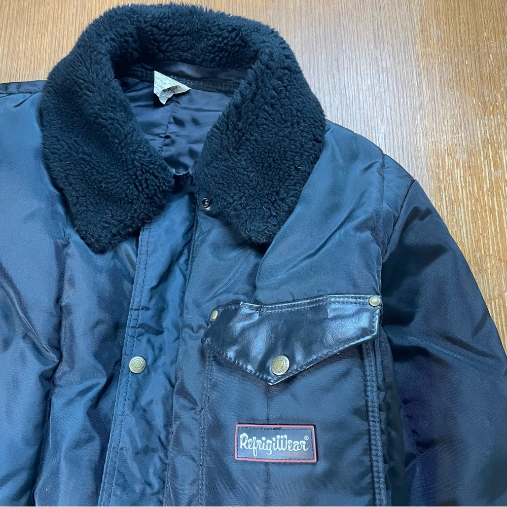 Vintage RefrigiWear Jacket Men's XL Black Sherpa Collar Insulated Made in USA